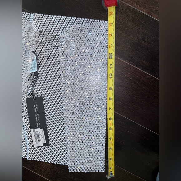 NWT White Fox sarong mini skirt bling cover up S one size M, L adjustable - Picture 5 of 8